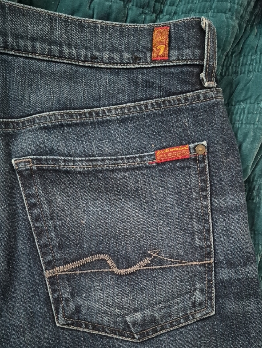 7 For All Mankind Dark Blue Slim Straight Jeans Men's 36 - Picture 3 of 7